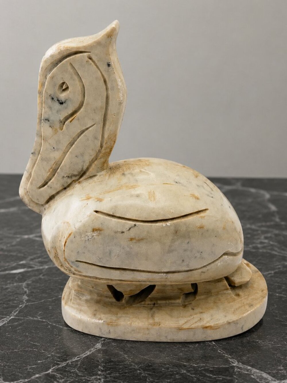 Vintage Hand-Carved Soapstone Pelican Duck Figurine Sculpture Kenya 1970s Decor